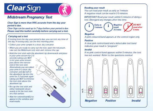 Clear Sign Pregnancy Test Midstream